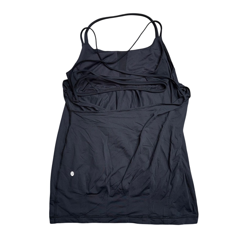Lululemon No Limits Tank Top Women Size 8 Black Excellent Strappy Back Pleated - Picture 2 of 4